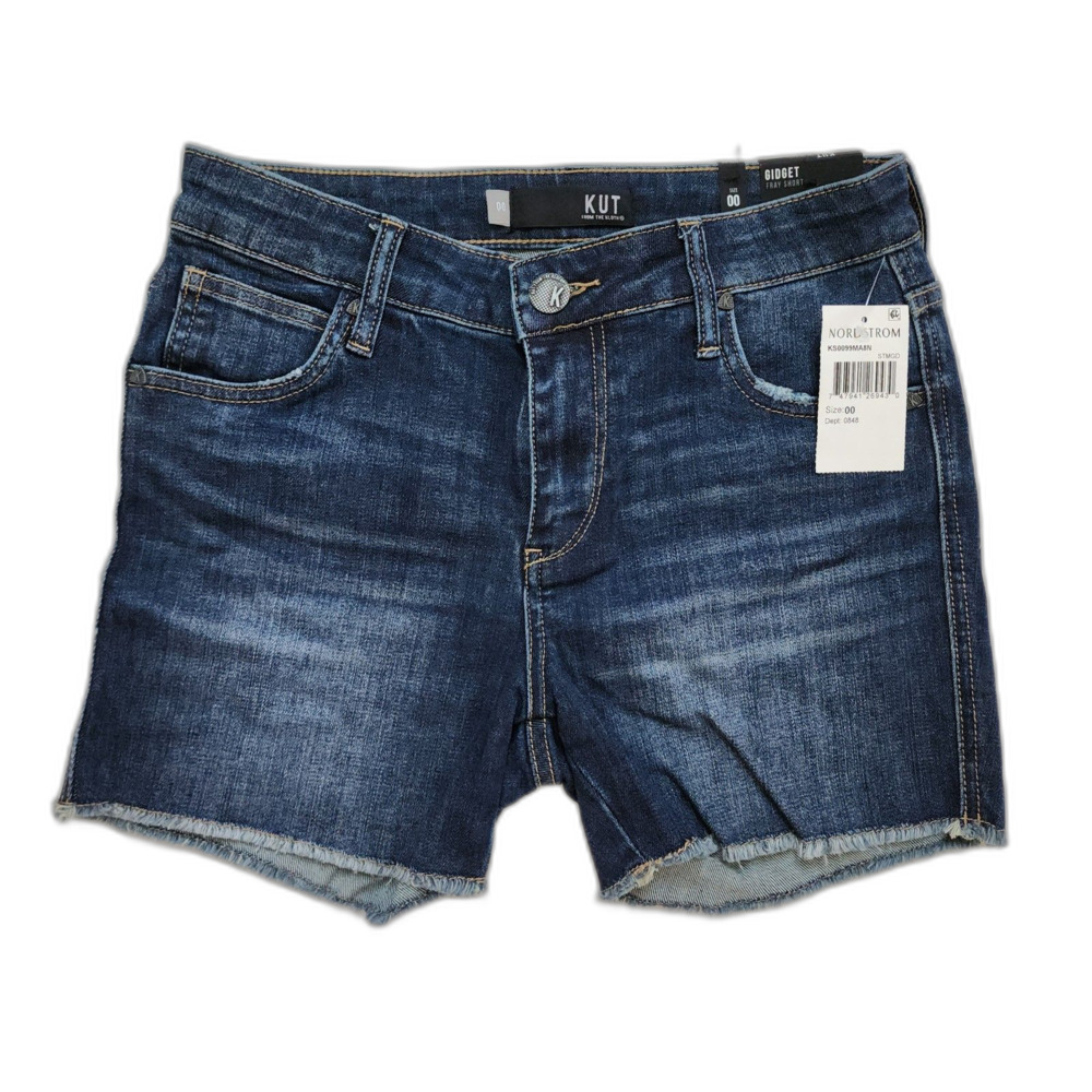 KUT from the Kloth Women's Denim Jeans Shorts Frayed Hem Dark Wash Size 00
